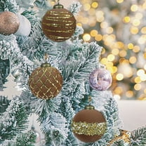 SCNOR Flocked Glitter Christmas Balls, 9 Pack Brown Hanging Ornaments, 3in/8cm for Christmas Tree Decoration