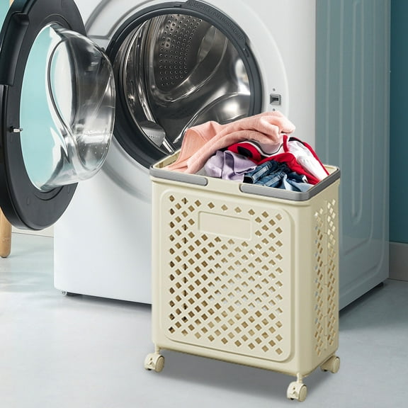 SCNOR Large Laundry Storage Baskets Plastic Clothes Organizer Wheeled