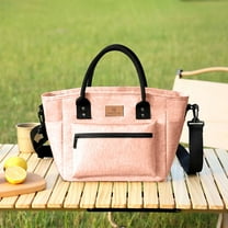 SCNOR Lunch Bag for Women and Men,Insulated Lunch Tote,Stitch Bento Bags,Oxford cloth,Pink