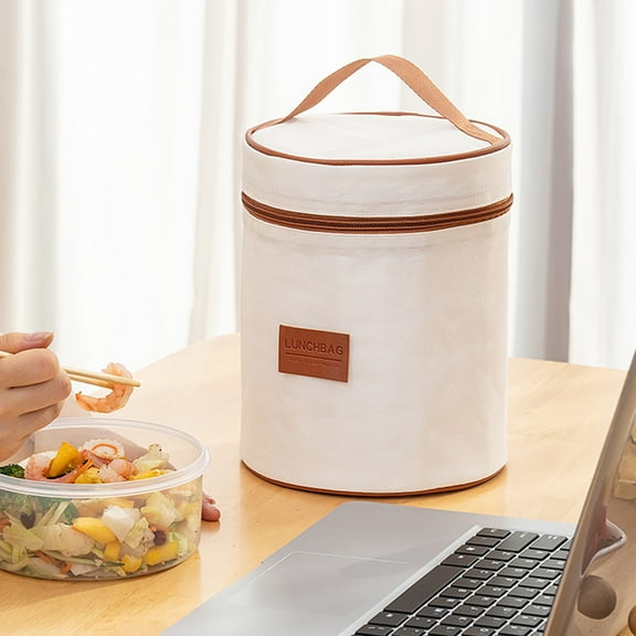 SCNOR Lunch Bag for Women and Men,Insulated Lunch Tote,Stitch Bento Bags,Oxford cloth,White,A