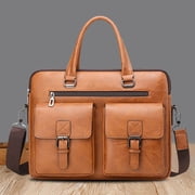 SCNOR Mens Convertible Textured PU Leather Briefcase - 3-in-1 Handheld/Shoulder/Crossbody, Laptop-Friendly, Lightweight for Office/Business Trip/Casual Use