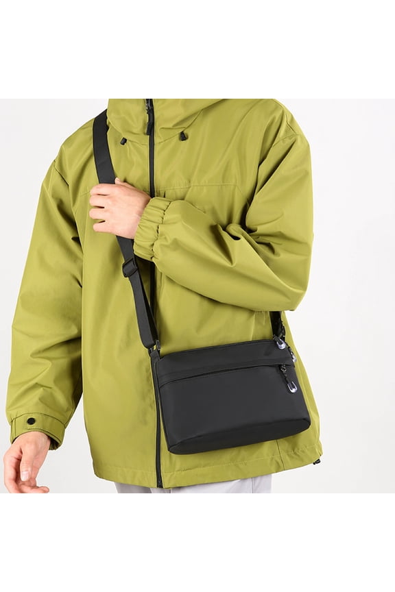 Mens Crossbody Bag Lightweight Waterproof with Multiple Compartments, Durable Cloth Adjustable Strap for Travel Commute Outdoor, Black/Gray/Blue