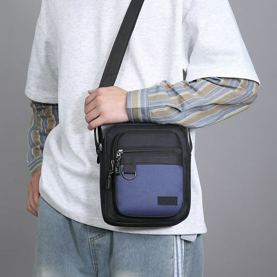 SCNOR Mens Lightweight Crossbody Bag Ultra-Light 180g Oxford Cloth Waterproof Durable Dual-Mode Adjustable Strap for Commute Travel Classic Black