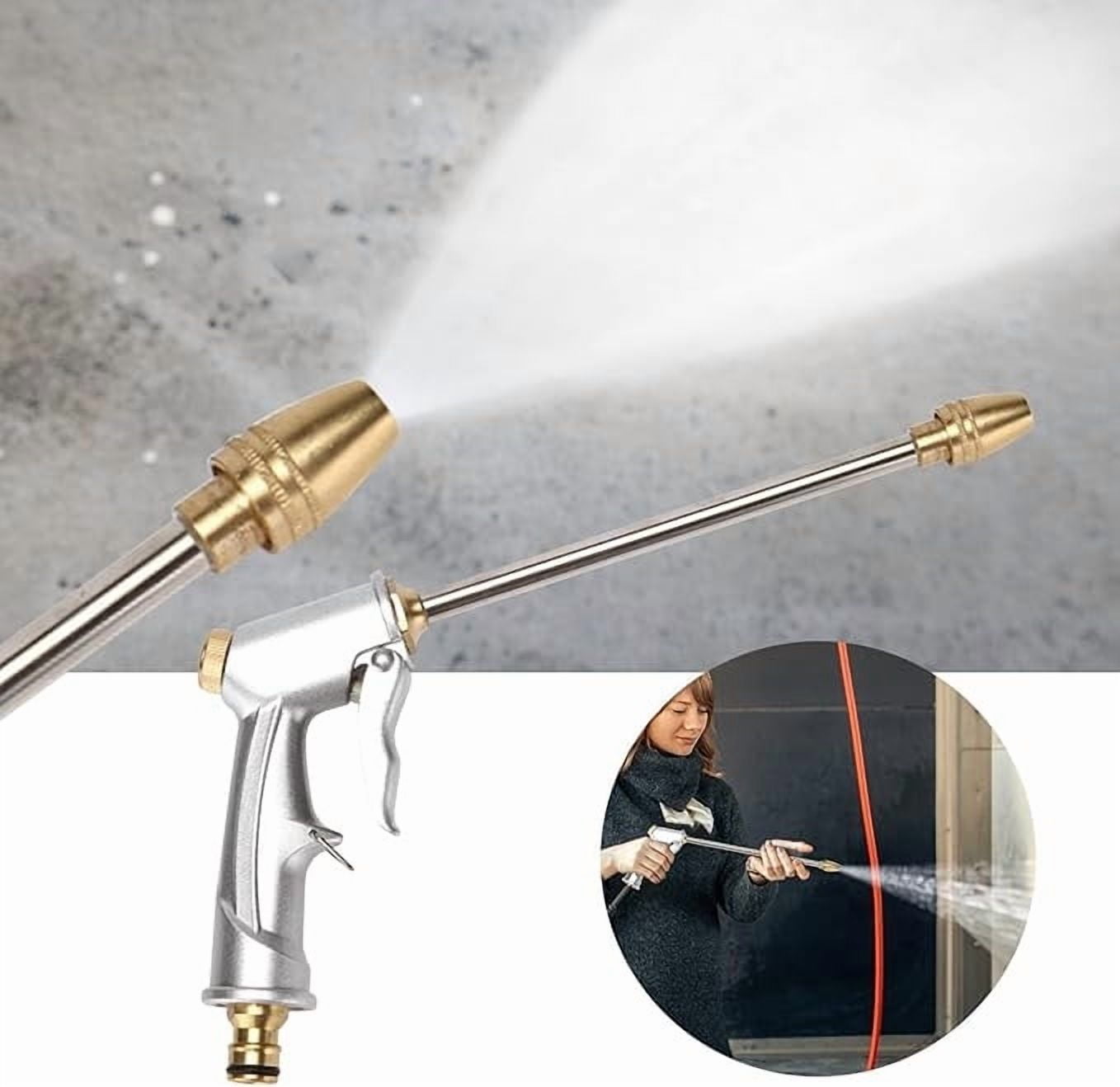 SCNOR Metal High Pressure Garden Hose Nozzle with 4 Adjustable Spray Patterns, Brass Nozzle & Quick Connector for Car Washing, Outdoor Cleaning, Watering Plants
