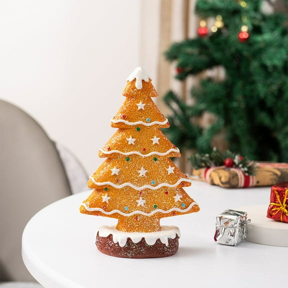 SCNOR Mini Tabletop Christmas Tree, 7" Resin Holiday Decor with Star Top & Snowflake Pattern - Small Christmas Ornament for Desk, Kitchen Table