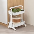 thumbnail image 1 of SCNOR Organizing Narrow Space 2-Tier Rolling Storage Cart with Lockable Wheels - Versatile Organizer for Bathroom, Kitchen, Apartment, Durable Plastic, Easy-Clean, Space-Saving, 1 of 6