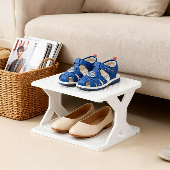 SCNOR Organizing Small Corner Shoe Rack, Tool-Free Removable & Washable - Durable Plastic White, Space-Saving for Entryway