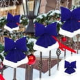thumbnail image 1 of SCNOR Oversized Blue Velvet Christmas Bow - Hanging Ornament for Tree & Window, Festive Holiday Decor, Perfect Gift, 1 of 6