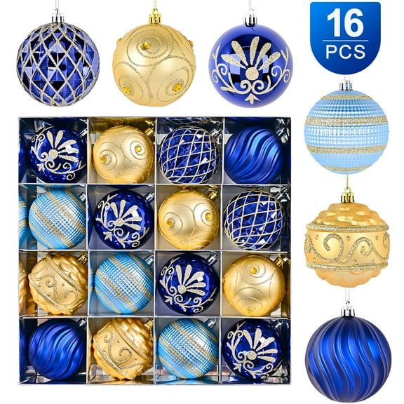 SCNOR Peacock Christmas Tree Ornaments - 2 Sets 32 Pcs Shatterproof Plastic, Electroplated Painted Baubles, Ideal for Ki-ds & Commercial Holiday Decor