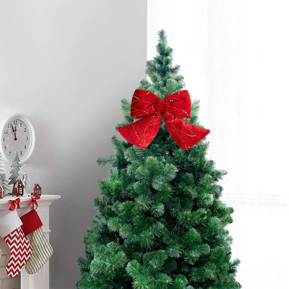 SCNOR Red Flocked Velvet Christmas Bow Ornament - Easy Hang Soft Holiday Decor for Tree, Wreath, Gift Wrap & Stocking Stuffer