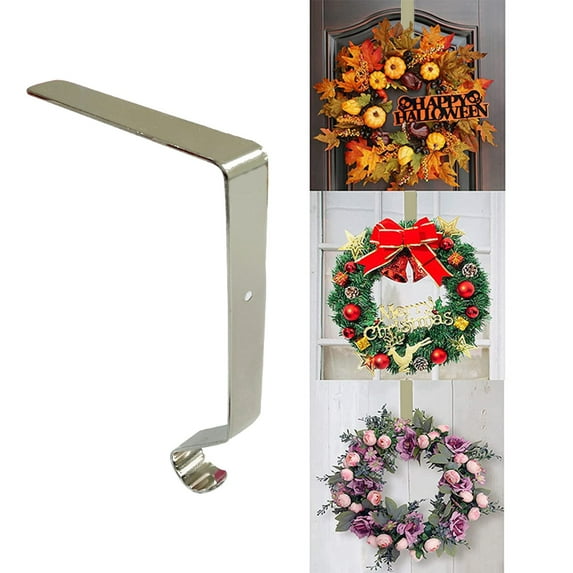 SCNOR Silver Over Door Christmas Stocking Holder - 10LBS Heavy Duty Steel Wreath Hanger for Holiday Decor (Christmas/Halloween/Easter)