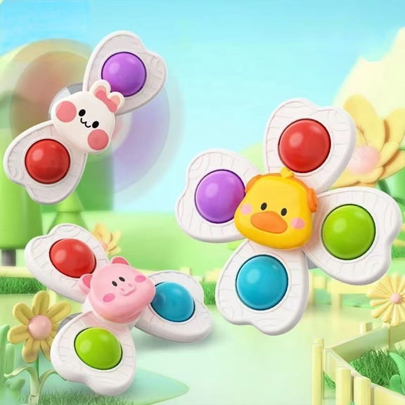 SCNOR Suction Cup Spinner Toy Set Baby Sensory Toys for Bath, High Chair & Travel