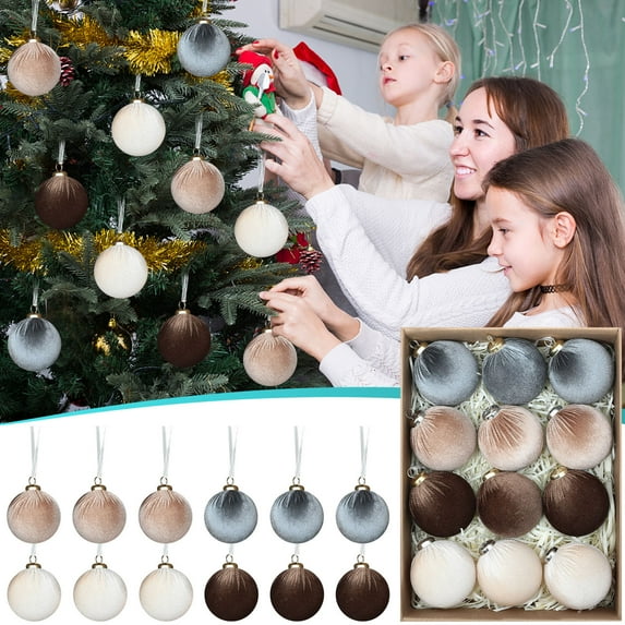 SCNOR Velvet Christmas Ornaments 12 Pack, 2.4 Inch with Thickened Gold Thread, Small Holiday Decor for Christmas Tree & Wreaths, Durable