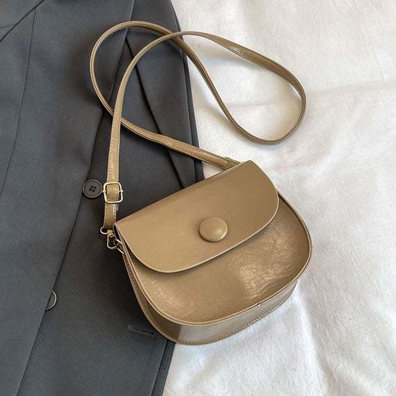 SCNOR Womens Black Faux Leather Compact Saddle Bag with Adjustable Crossbody/Shoulder Strap, Timeless Chic for Daily Essentials