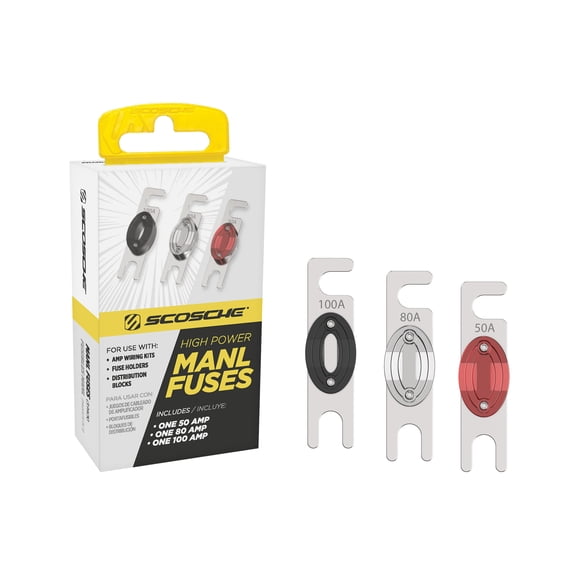 Scosche MANL12V High Power Fuse Kit 50A 80A 100A for AMP Wiring Kits & Distribution Blocks PMANLK3-WP1