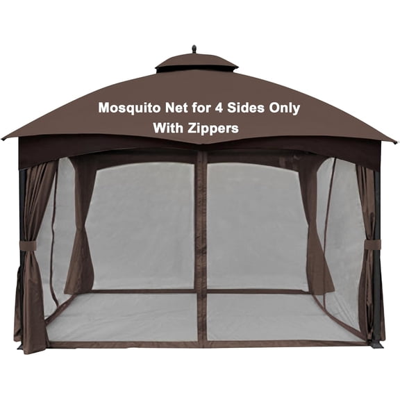 SCOCANOPY Brown 10' x 12' Gazebo Netting for Lowe's Allen Roth 10X12 Model #GF-12S004B-1 / GF-12S004BTO/ TPGAZ17-002