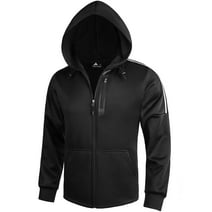 SCODI Hoodies for Men Zip Up Sweashirts Fleece Sherpa Lined Winter Wool Heavyweight Jacket Black L