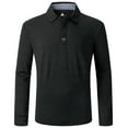 thumbnail image 1 of Geeksport Men's 3 Button Quick Dry Long Sleeve Performance Polo Shirts, 1 of 6