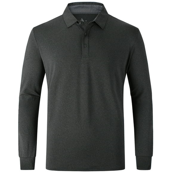 Men's 3 Button Quick Dry Long Sleeve Performance Polo Shirts