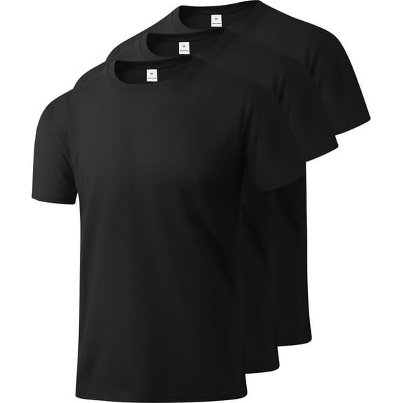 Geeksport Men's 3 Pack Casual Short Sleeve T-Shirt Moisture Wicking Breathable Quick Dry M