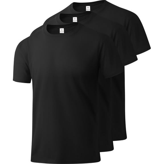 Geeksport Men's 3 Pack Casual Short Sleeve T-Shirt Moisture Wicking Breathable Quick Dry L