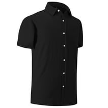 Men's Short Sleeve Dress Shirt Classic Solid Color Wrinkle-Free Regular ...