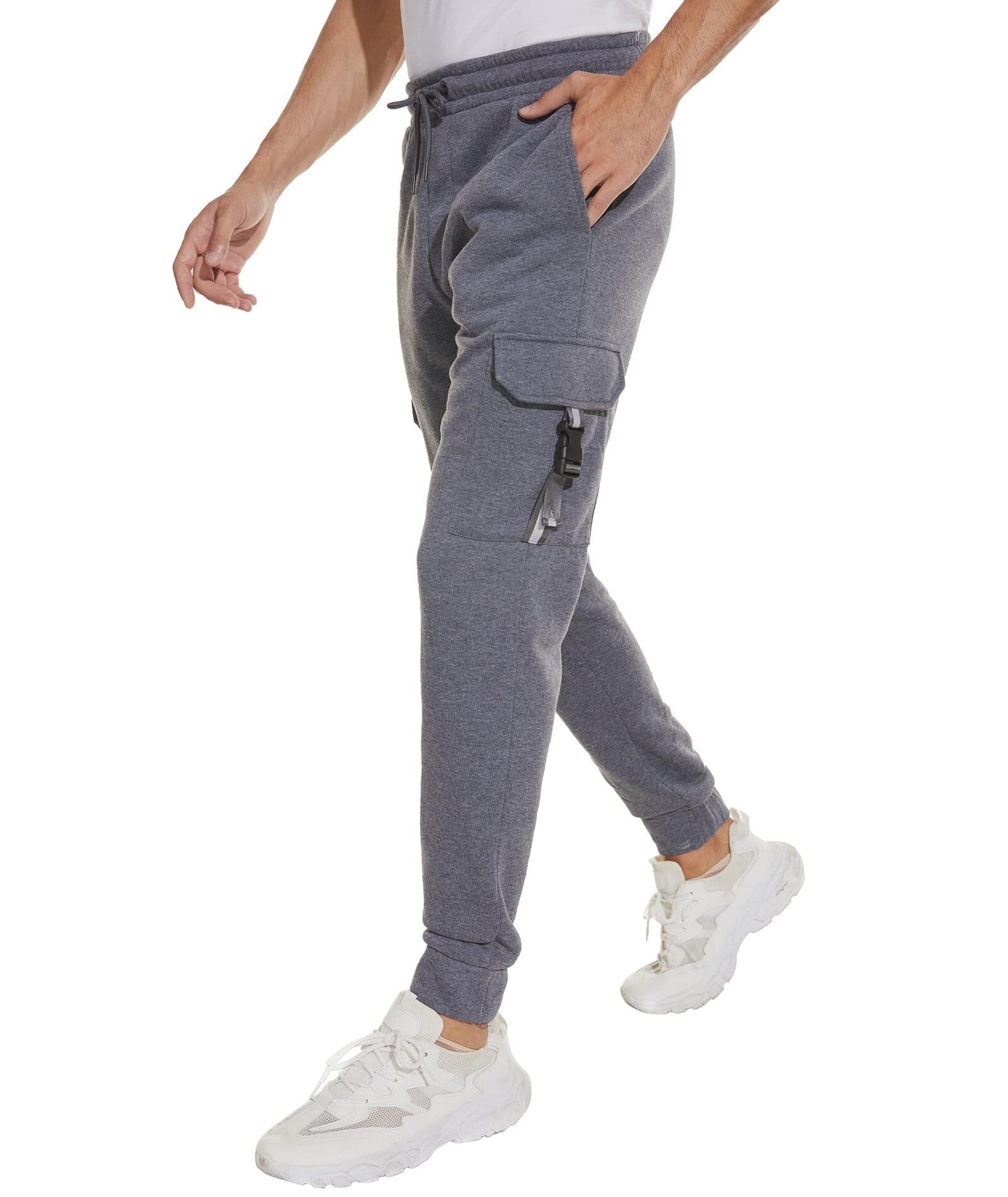 SCODI Men s Fleece Winter Pants Sherpa Lined Active Joggers Sweatpants Drawstring Zipper Pockets Elastic Gray 2XL Walmart