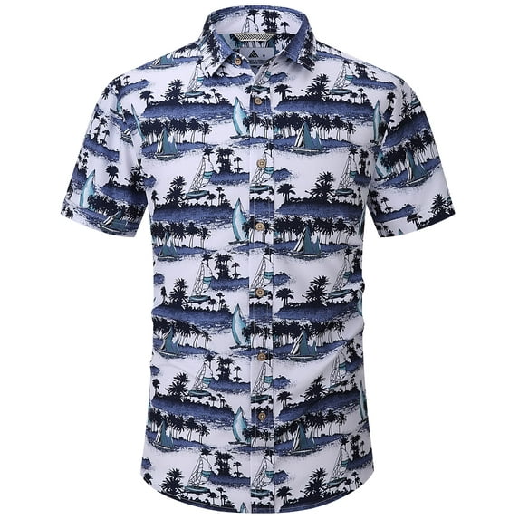 Geeksport Men's Hawaiian Floral Shirt Short Sleeve Button Down Casual Summer Tropical Beach Shirt