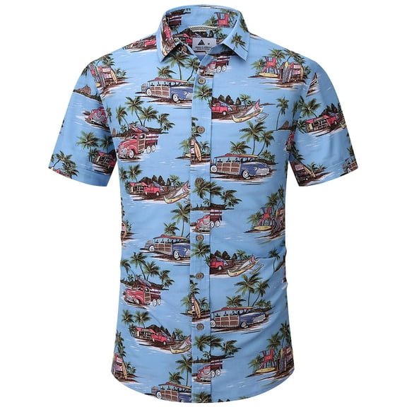 Geeksport Men's Hawaiian Floral Shirt Short Sleeve Button Down Casual Summer Tropical Beach Shirt