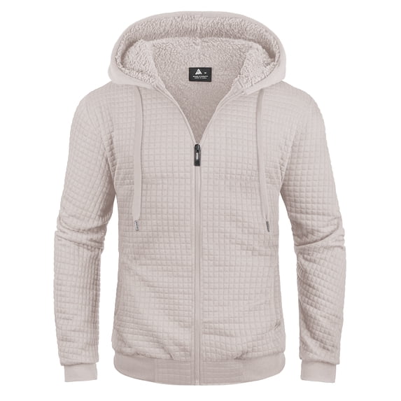Geeksport Men's Heavyweight Fleece Sweatshirt Zip Up Thick Sherpa Lined Coat