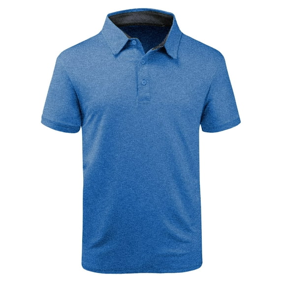 Geeksport Men's Polo Shirts Solid Color Short Sleeve Casual Shirts for Men Classic Polo Shirts Casual Business Polo Shirts for Men Blue 3XL