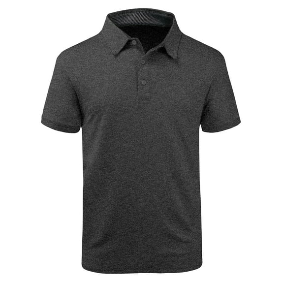 Geeksport Men's Polo Shirts Solid Color Short Sleeve Casual Shirts for Men Classic Polo Shirts Casual Business Polo Shirts for Men Gray 2XL