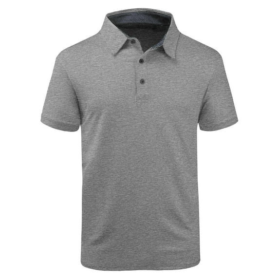 Geeksport Men's Polo Shirts Solid Color Short Sleeve Casual Shirts for Men Classic Polo Shirts Casual Business Polo Shirts for Men Gray XL