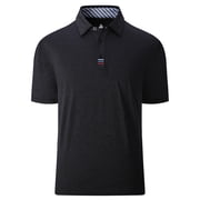 Geeksport Mens Quick-Dry Golf Polo Shirt Casual Business Short Sleeve Black 3XL