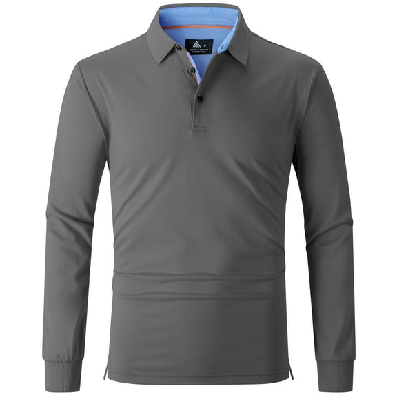 Geeksport Men's Sports Long Sleeve Solid Causal Polo Shirts