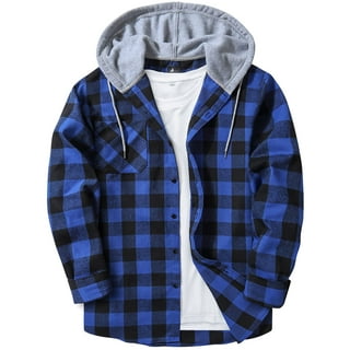 Hooded Flannel Shirt Mens