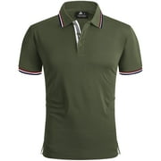 Geeksport Polo Shirts for Men Short Sleeve Solid Color Causal Collared Golf Tennis T-Shirt Mens Golf Polo Shirts Business Polo Shirts Army Green L