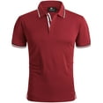 thumbnail image 1 of Geeksport Polo Shirts for Men Short Sleeve Solid Color Causal Collared Golf Tennis T-Shirt Men's Golf Polo Shirts Business Polo Shirts Red 2XL, 1 of 8