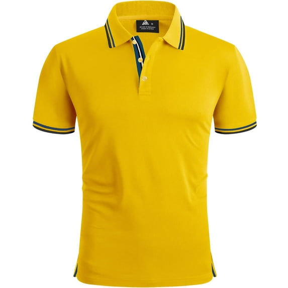 Geeksport Polo Shirts for Men Short Sleeve Solid Color Causal Collared Golf Tennis T-Shirt Men's Golf Polo Shirts Business Polo Shirts golden 3XL