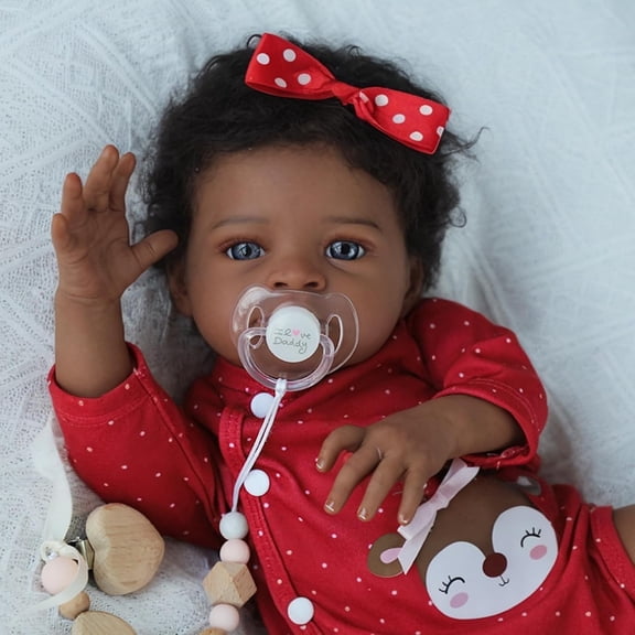 FASMAS Reborn Baby Dolls Black Girl - 20 Inch African American Realistic Newborn Girl Doll, Lifelike Weighted Soft Body, Christmas Birthday Gift for Kids Age 3+