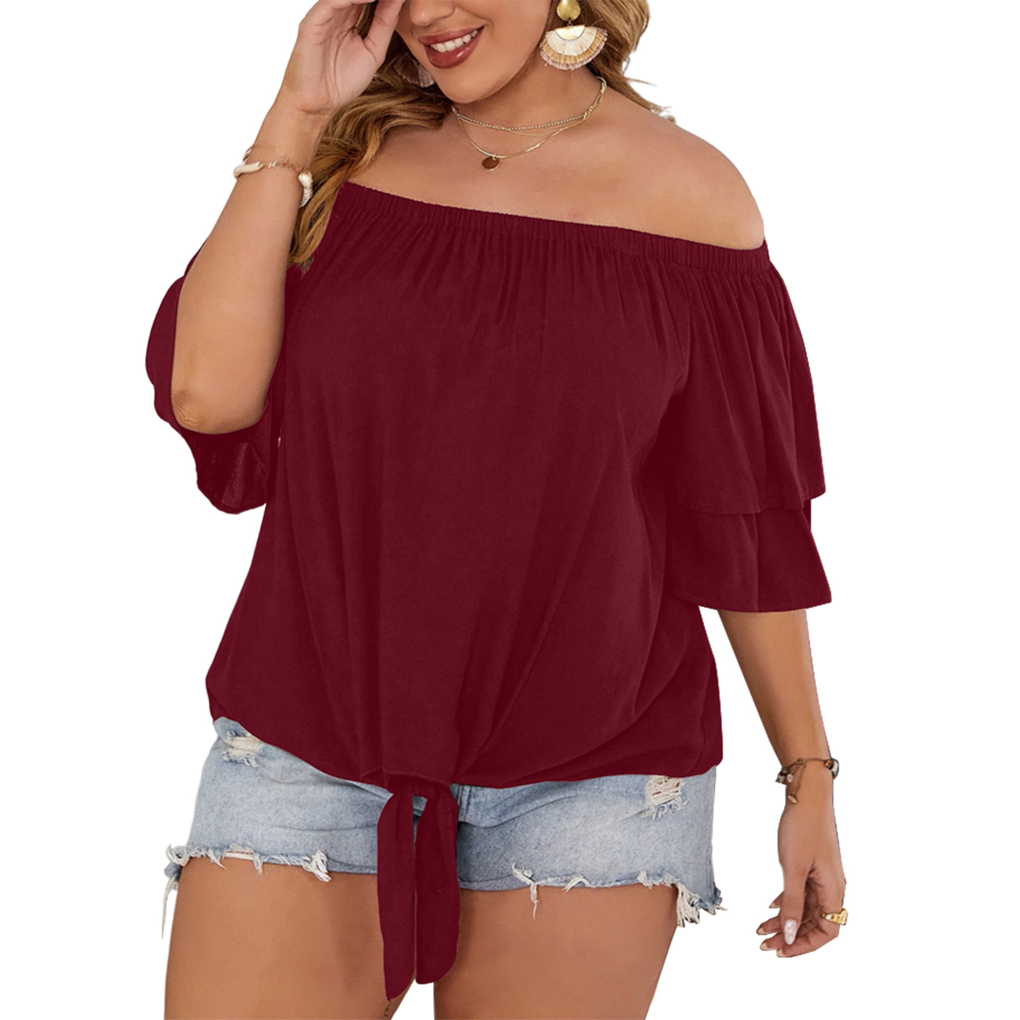 cute plus size off the shoulder shirts