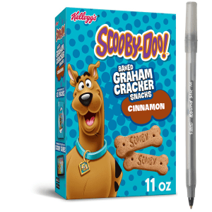 SCOOBY-DOO Kellogg's Cinnamon Baked Graham Cracker Sticks, Lunch Snacks, 11 oz with pen