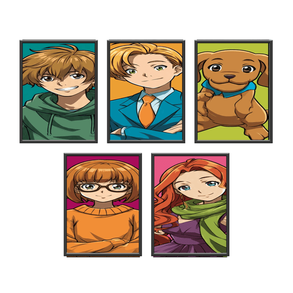 SCOOBY DOO Kids Canvas Wall Art - Set of 5 Adorable Glossy Photos - for College Dorm Room Preppy Room Bedroom Decor 8x10 inch Unframed
