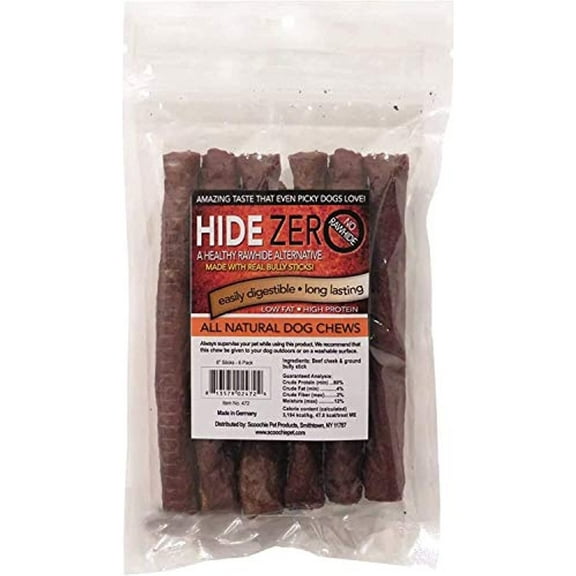 SCOOCHIE PET PRODUCTS Hide Zero Beef Sticks for Dogs Made with Real Bully | All Natural Beef & Bully Stick Combo Treats | No Rawhide Easily Digestible Dog Chews (10 Inch - 4 Pack)