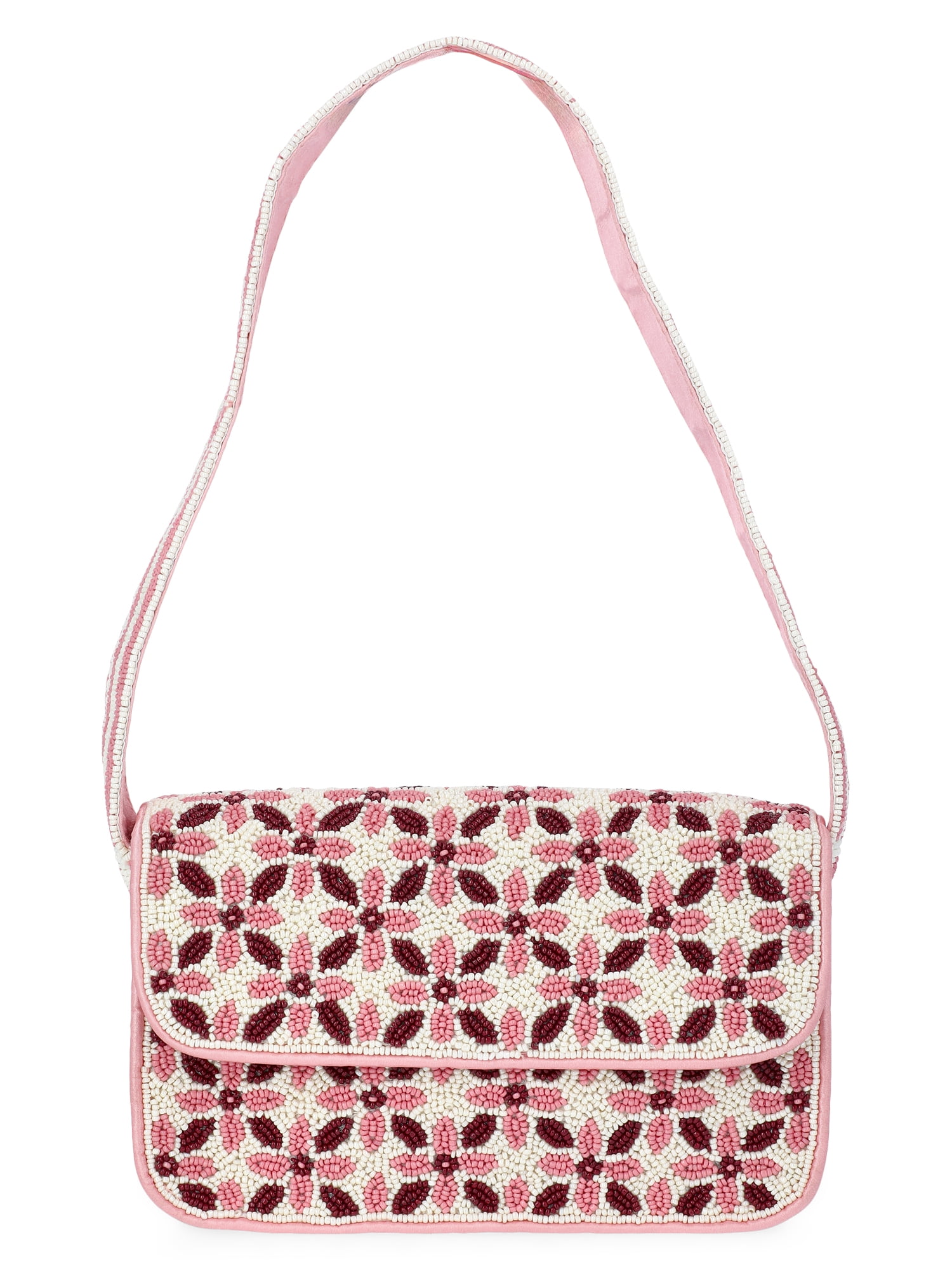 Scoop Women's Beaded Flap Shoulder Bag, Pink Print - Walmart.com