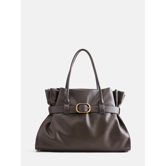 Scoop Women's Faux Leather Buckle Tote, Burnt Rosemary