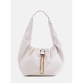 thumbnail image 1 of Scoop Women's Faux Leather Chain Drawstring Bag, Mother of Pearl, 1 of 6