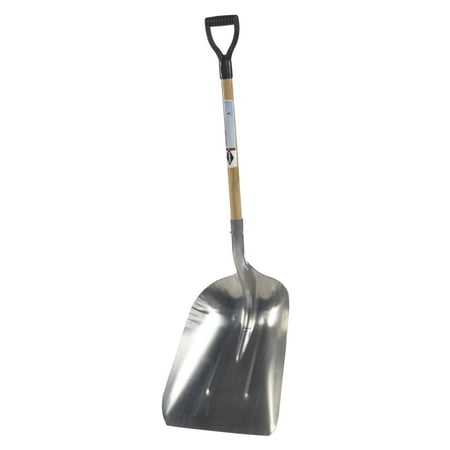 Garant #14 Silver Aluminum Grain Scoop with D-Grip and Wood Handle - LAG14D