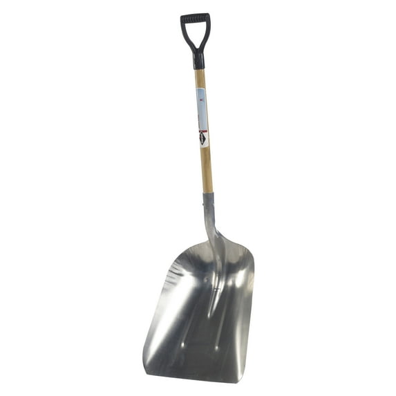 Garant #14 Silver Aluminum Grain Scoop with D-Grip and Wood Handle - LAG14D