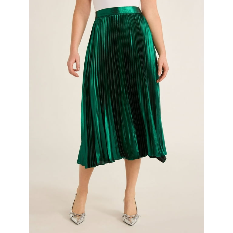 Free Assembly Women s Pleated Metallic Maxi Skirt Sizes XS XXXL Walmart